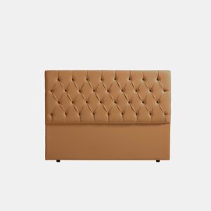 Cabeceira Estofada CAPRI Pele Sintética 130x120x12 cm - Castanho Claro - Moonia