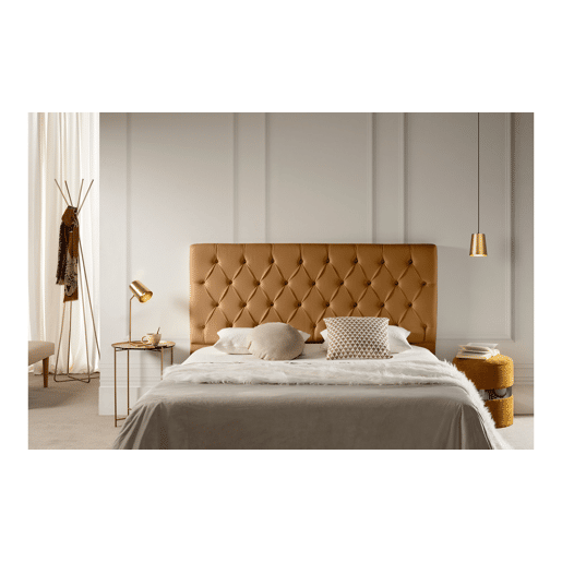 Cabeceira Estofada CAPRI Pele Sintética 90x120x12 cm - Castanho Claro - Moonia