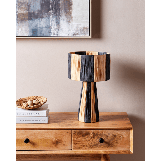 Candeeiro de mesa WELMEL Vime CastanhoPreto