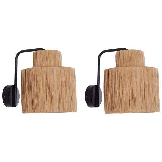 Conjunto de 2 candeeiros de parede SHINFA Vime Natural