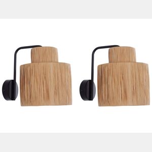 Conjunto de 2 candeeiros de parede SHINFA Vime Natural