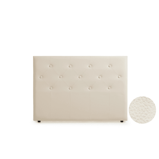 Cabeceira Estofada VICTORIA Pele Sintética 145x115x12 cm - Branco escuro - Moonia