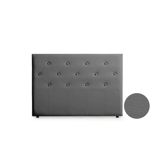 Cabeceira Estofada VICTORIA Pele Sintética 190x115x12 cm - CINZA ESCURO - Moonia