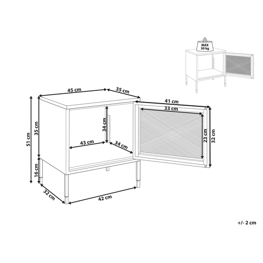 Mesa de cabeceira OSSETT Metal Branco