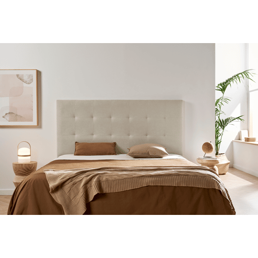 Cabeceira Estofada ATENEA Aqualine 190x120x8 cm - Bege Torrado - Moonia