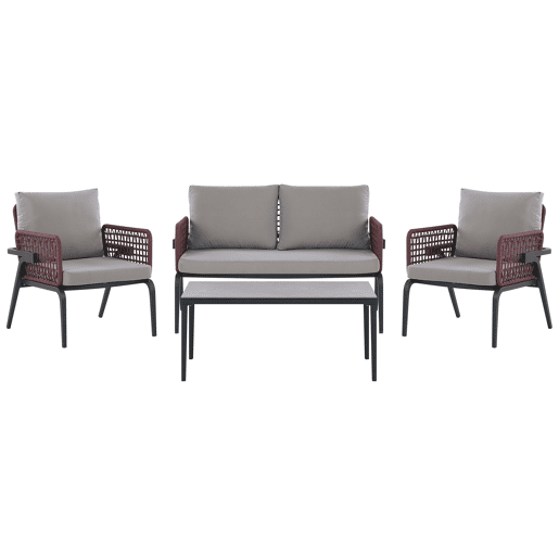 Conjunto de jardim com mesa 4 lugares SCIACCA Metal Cinzento