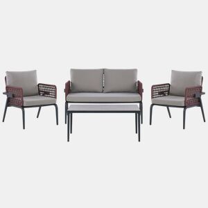 Conjunto de jardim com mesa 4 lugares SCIACCA Metal Cinzento