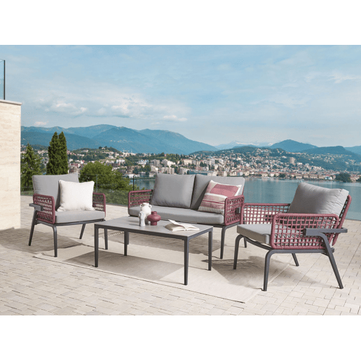 Conjunto de jardim com mesa 4 lugares SCIACCA Metal Cinzento