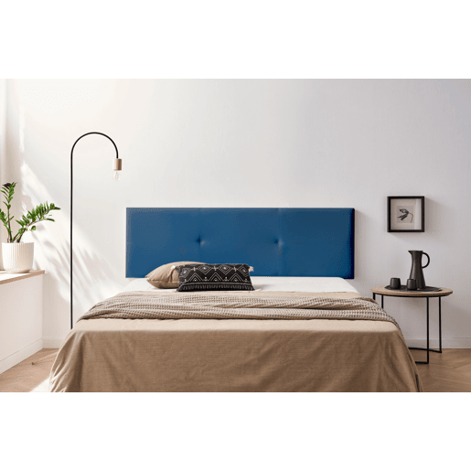 Cabeceira Estofada ALMA Pele Sintética 210x50x5 cm - AZUL ESCURO - Moonia