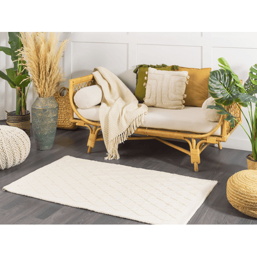 Tapete ERZIN Branco creme 80 x 150 cm Lã