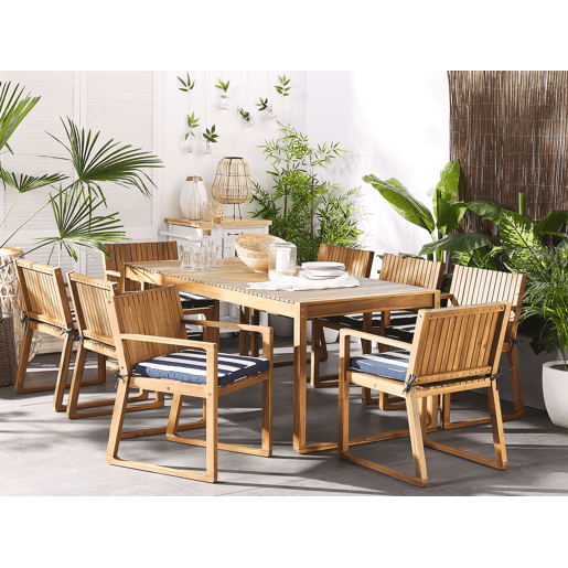 Conjunto de 8 almofadas de cadeira para jardim SASSARI 46 x 46 cm Azul marinho