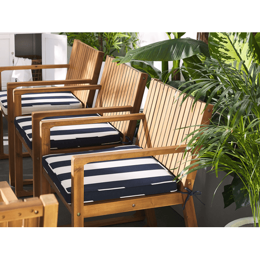 Conjunto de 8 almofadas de cadeira para jardim SASSARI 46 x 46 cm Azul marinho