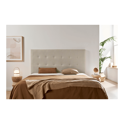 Cabeceira Estofada ATENEA Aqualine 210x120x8 cm - Bege Torrado - Moonia