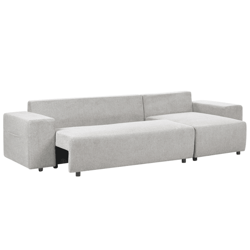 Sofá-cama de canto LUSPA Tecido Cinzento claro com arrumação 3 lugares à esquerda