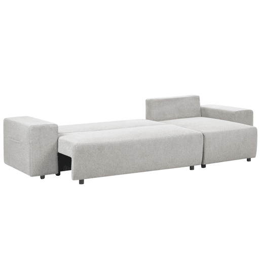 Sofá-cama de canto LUSPA Tecido Cinzento claro com arrumação 3 lugares à esquerda