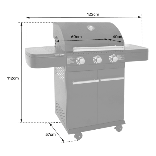 Cook'in Garden - Barbacoa de gas FYRA con termómetro - 3 quemadores