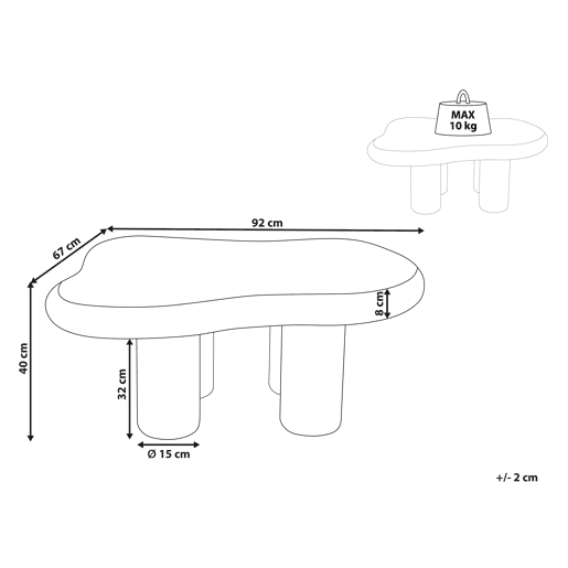 Mesa de centro ONDLE Branco creme