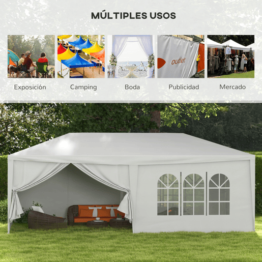 Outsunny Tenda de Jardim 583x293 cm Tenda de Festas Desmontável com 4 Janelas 2 Portas com Fecho de Correr 6 Paredes Laterais e Impermeável para Exterior Pátio Branco Outsunny Tenda de Jardim 583x293 cm Tenda de Festas Desmontável com 4 Janelas 2 Portas com Fecho de Correr 6 Paredes Laterais e Impermeável para Exterior Pátio Branco