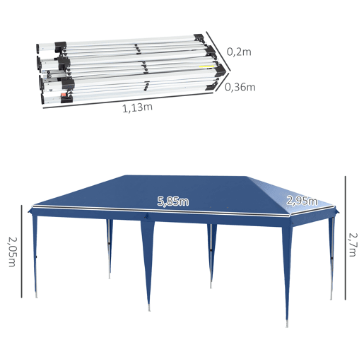 Outsunny Tenda Dobrável 6x3 Tenda de Jardim Portátil com Bolsa de Transporte Tecido Oxford Estrutura de Aço para Exterior Festas Acampamento Azul Outsunny Tenda Dobrável 6x3 Tenda de Jardim Portátil com Bolsa de Transporte Tecido Oxford Estrutura de Aço para Exterior Festas Acampamento Azul