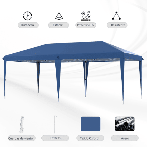 Outsunny Tenda Dobrável 6x3 Tenda de Jardim Portátil com Bolsa de Transporte Tecido Oxford Estrutura de Aço para Exterior Festas Acampamento Azul Outsunny Tenda Dobrável 6x3 Tenda de Jardim Portátil com Bolsa de Transporte Tecido Oxford Estrutura de Aço para Exterior Festas Acampamento Azul