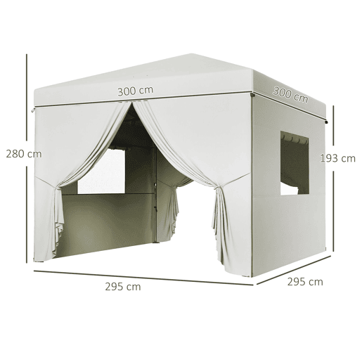 Outsunny Tenda Dobrável 3x3 m Tenda de Jardim com 4 Paredes Laterais 2 Janelas de Malha Altura Ajustável Bolsa de Transporte Impermeável e Anti-UV para Campismo Festas Branco Outsunny Tenda Dobrável 3x3 m Tenda de Jardim com 4 Paredes Laterais 2 Janelas de Malha Altura Ajustável Bolsa de Transporte Impermeável e Anti-UV para Campismo Festas Branco