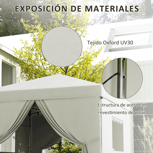 Outsunny Tenda Dobrável 3x3 m Tenda de Jardim com 4 Paredes Laterais 2 Janelas de Malha Altura Ajustável Bolsa de Transporte Impermeável e Anti-UV para Campismo Festas Branco Outsunny Tenda Dobrável 3x3 m Tenda de Jardim com 4 Paredes Laterais 2 Janelas de Malha Altura Ajustável Bolsa de Transporte Impermeável e Anti-UV para Campismo Festas Branco
