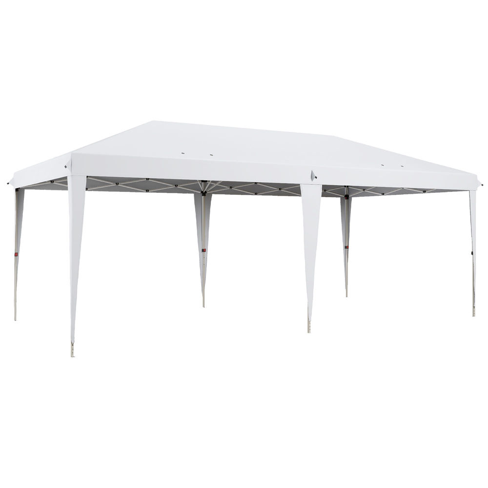 Outsunny carpa plegable gazebo 6x3 m cenador plegable con altura ajustable en 3 niveles toldo anti-uv y bolsa de transporte para camping fiestas blanco