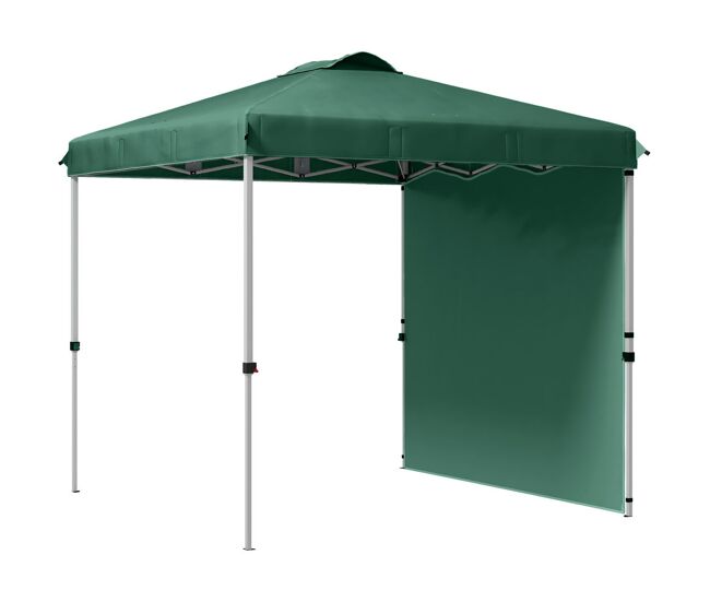 Outsunny carpa plegable 2,5x2,5 m cenador de jardín con 1 pared lateral altura ajustable en 3 niveles anti-uv impermeable y bolsa de arena gazebo para