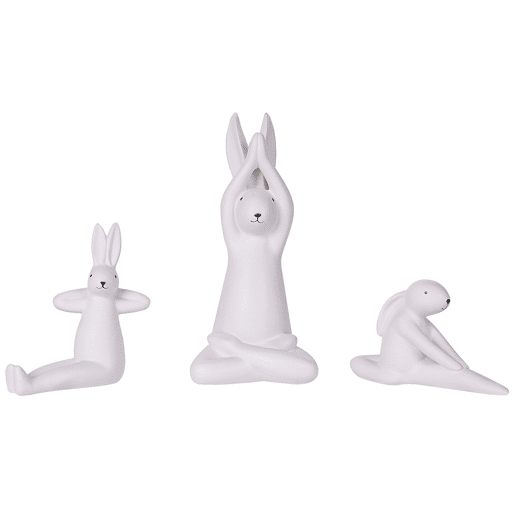 Conjunto de 3 figuras Lebre BREST Cerâmica Branco