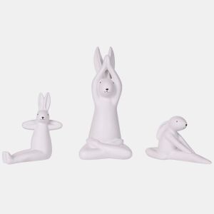Conjunto de 3 figuras Lebre BREST Cerâmica Branco