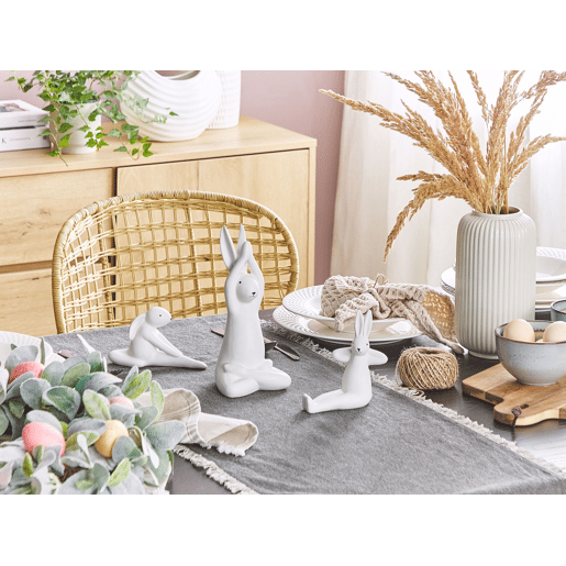 Conjunto de 3 figuras Lebre BREST Cerâmica Branco