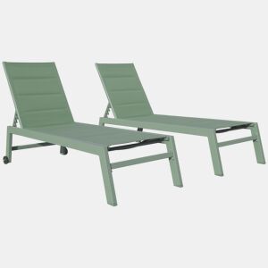 Conjunto de 2 espreguiƧadeiras BARBADOS em sĆ”lvia verde textilene - alumĆnio sĆ”lvia verde