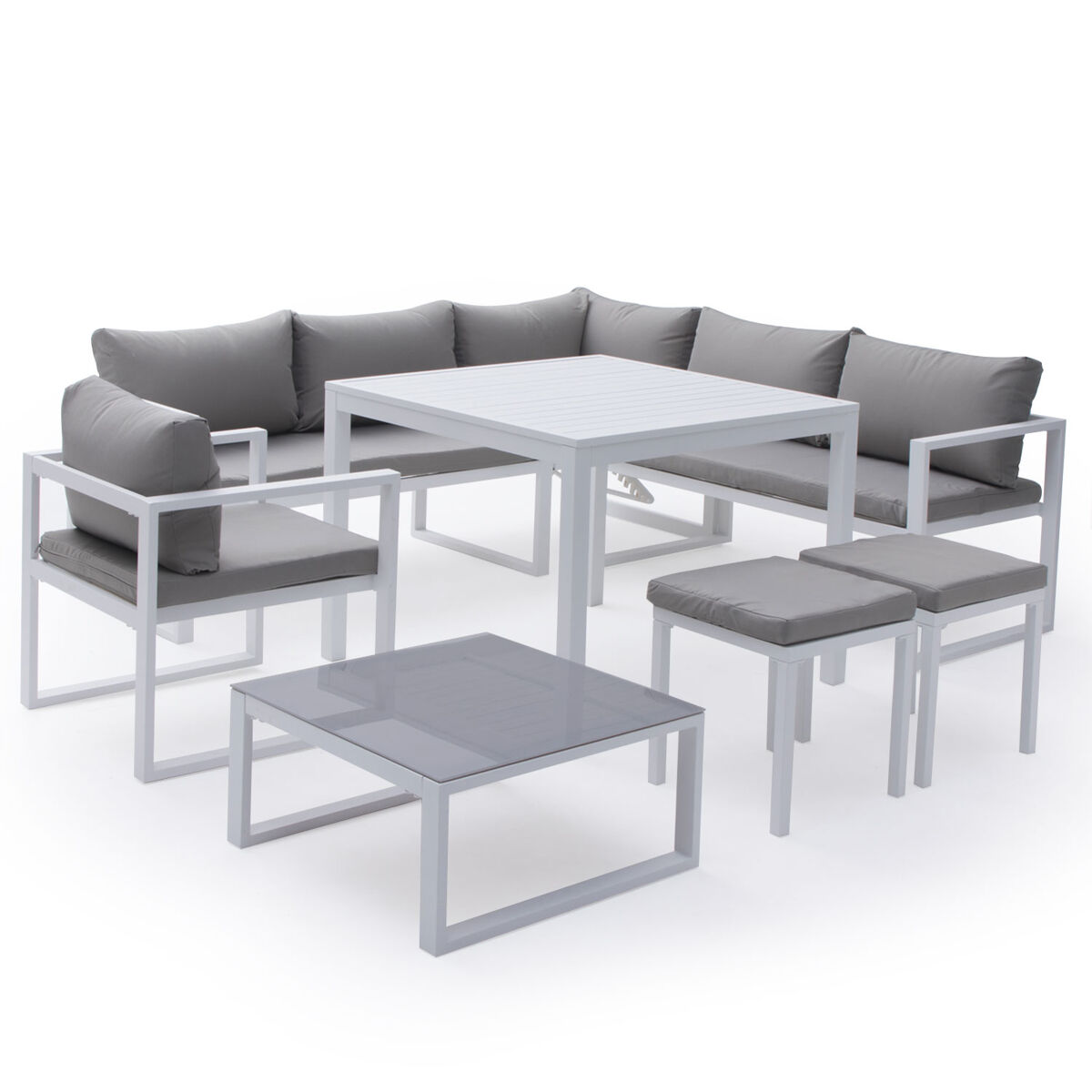 Conjunto de muebles de jardín modulares IBIZA de 7 plazas Gris