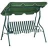 Outsunny Baloiço de Jardim para 2-3 Pessoas, Baloiço de Exterior com Toldo Ajustável, Impermeável e Estrutura de Aço, para Jardim, Varanda, 170x110x153 cm, Verde