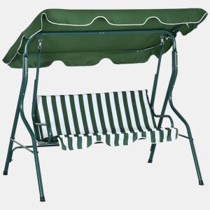 Outsunny Baloiço de Jardim para 2-3 Pessoas, Baloiço de Exterior com Toldo Ajustável, Impermeável e Estrutura de Aço, para Jardim, Varanda, 170x110x153 cm, Verde