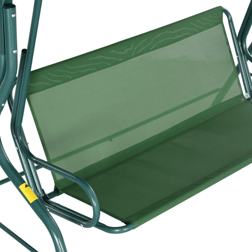 Outsunny Baloiço de Jardim para 2-3 Pessoas, Baloiço de Exterior com Toldo Ajustável, Impermeável e Estrutura de Aço, para Jardim, Varanda, 170x110x153 cm, Verde