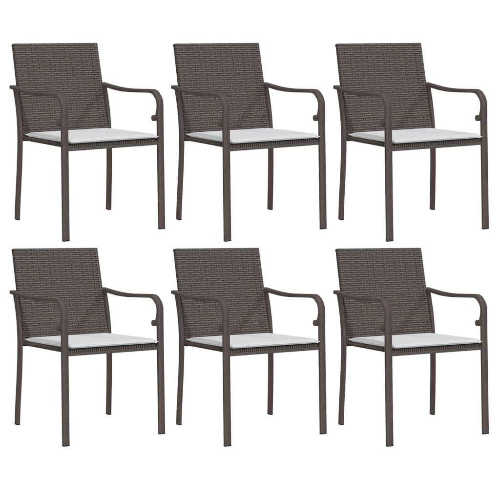 sillas jardin y cojines 6 unidades ratan sintetico marron 56x59x84cm