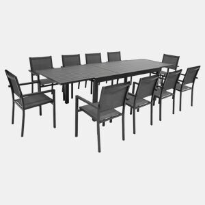 Conjunto de jardín extensible VENEZIA 180-300 en textileno gris 10 plazas - aluminio antracita