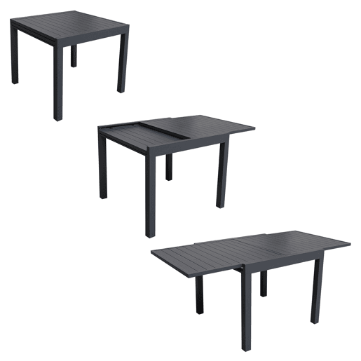 Conjunto de jardín extensible VENEZIA 90-180 en textileno gris 8 plazas - aluminio antracita