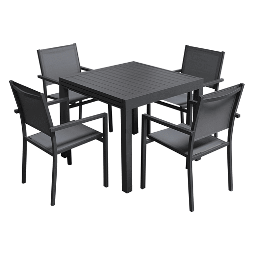 Conjunto de jardín extensible VENEZIA 90-180 en textileno gris 8 plazas - aluminio antracita
