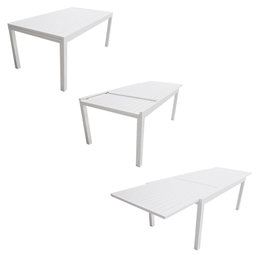 Conjunto de jardín extensible VENEZIA 180-300 en textileno gris 10 plazas - aluminio blanco