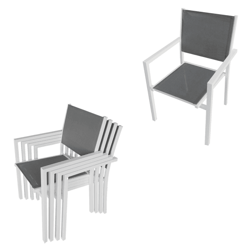 Conjunto de jardín extensible VENEZIA 180-300 en textileno gris 10 plazas - aluminio blanco
