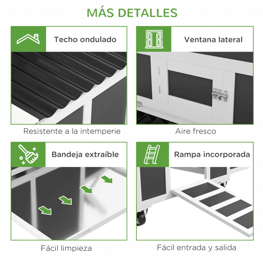 PawHut Galinheiro de Madeira 147x93,5x89,5 cm para Exterior com Janela, Porta, Ninho, Tabuleiro Removível e Poleiros - Jaula para 2 a 4 Galinhas Cinzento Escuro PawHut Galinheiro de Madeira 147x93,5x89,5 cm para Exterior com Janela, Porta, Ninho, Tabuleiro Removível e Poleiros - Jaula para 2 a 4 Galinhas Cinzento Escuro