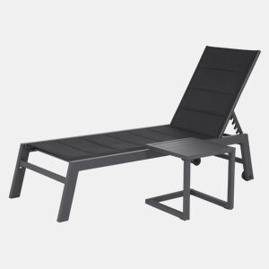 BARBADOS espreguiƧadeira e mesa lateral em textileno preto - alumĆnio cinzento antracite