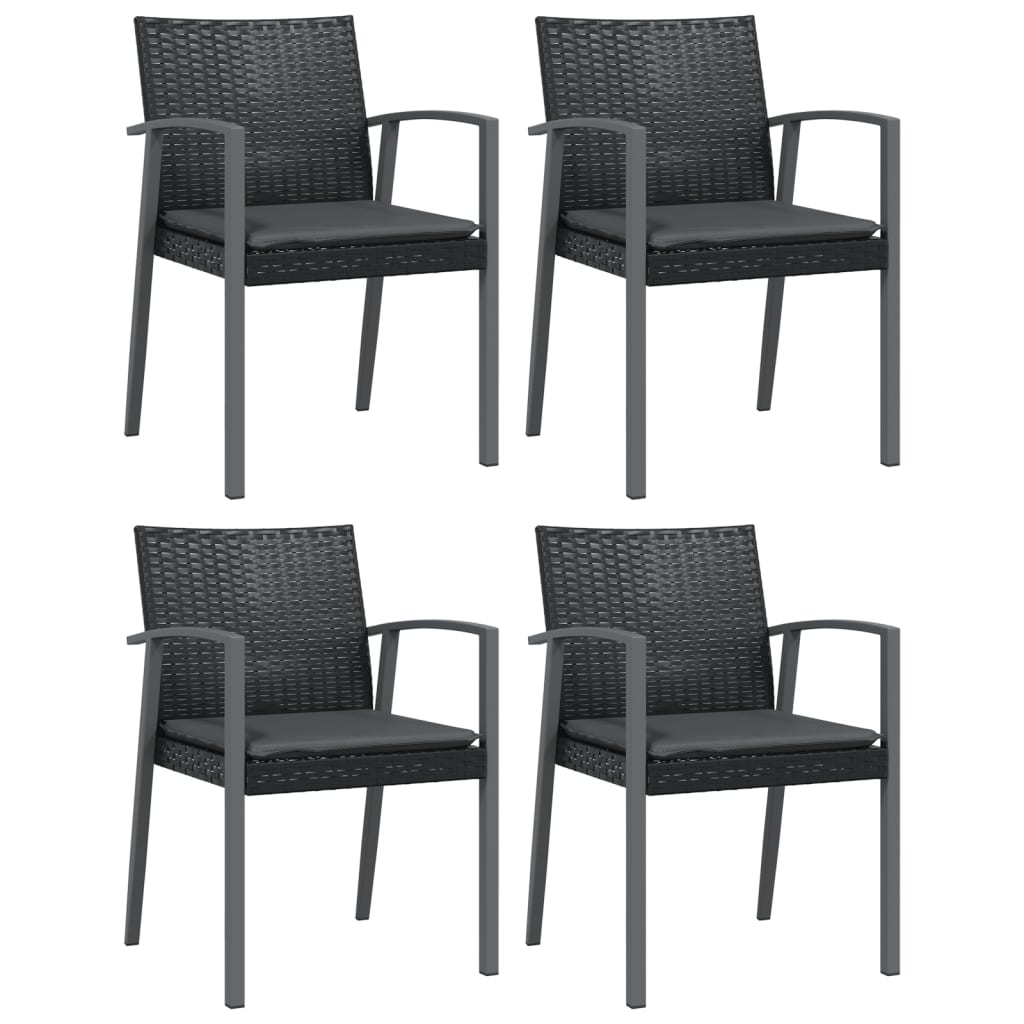 sillas jardin cojines 4 unidades ratan sintetico negro 565x57x83 cm