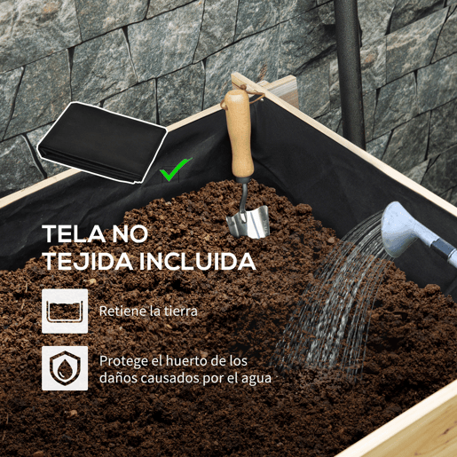 Outsunny Caixa de Plantio de Madeira de 3 Níveis Horta Vertical em Escada com Malha Geotextil para Cultivos de Plantas Flores para Jardim Terraço Exterior 93x93x35 cm Madeira