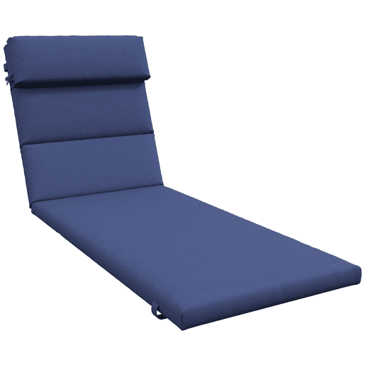 Outsunny Almofada para Espreguiçadeira 196x63x6 cm Almofada para Espreguiçadeira de Algodão com Tecido Repelente à Água Almofada de Assento e Encosto para Jardim Varanda Azul