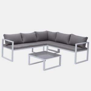 Conjunto de jardín ajustable IBIZA tela gris 4 plazas - aluminio blanco