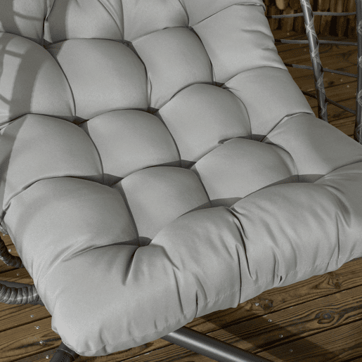 Outsunny Cadeirão Suspenso de Vime Cadeira Suspensa Dobrável com 2 Almofadas e Estrutura de Aço Capacidade 100 kg para Uso Interior e Exterior 100x131x194 cm Cinza Escuro