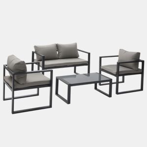 Conjunto de jardín IBIZA tela gris 4 plazas - aluminio antracita